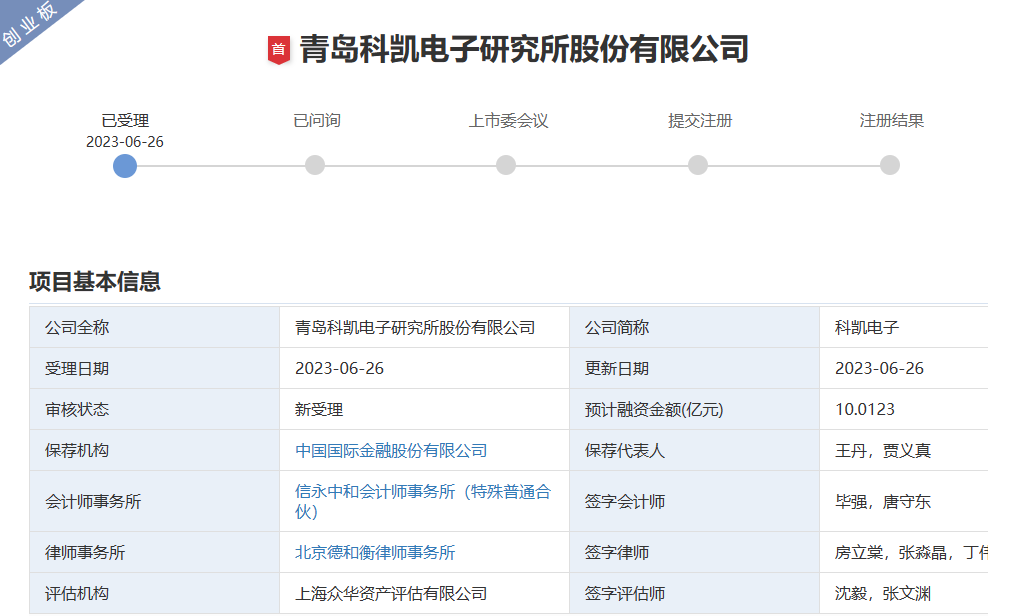 科凯电子创业板IPO受理！主打电机驱动器，募资10亿发力集成电路等
