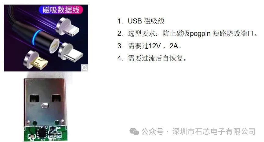 磁吸充电线专用OVP+OCP, 可百毫安级关断， 可自行打嗝重启(过流保护可自恢复)