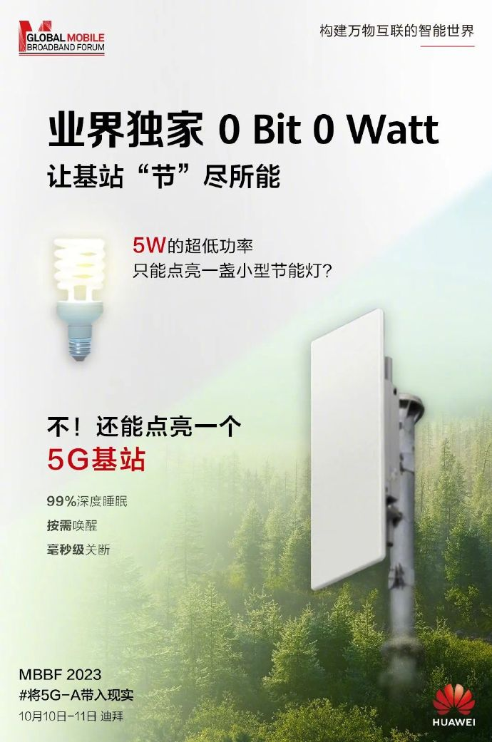 华为推出业界独家超低功耗5G基站！仅需5W，堪比一支节能灯！