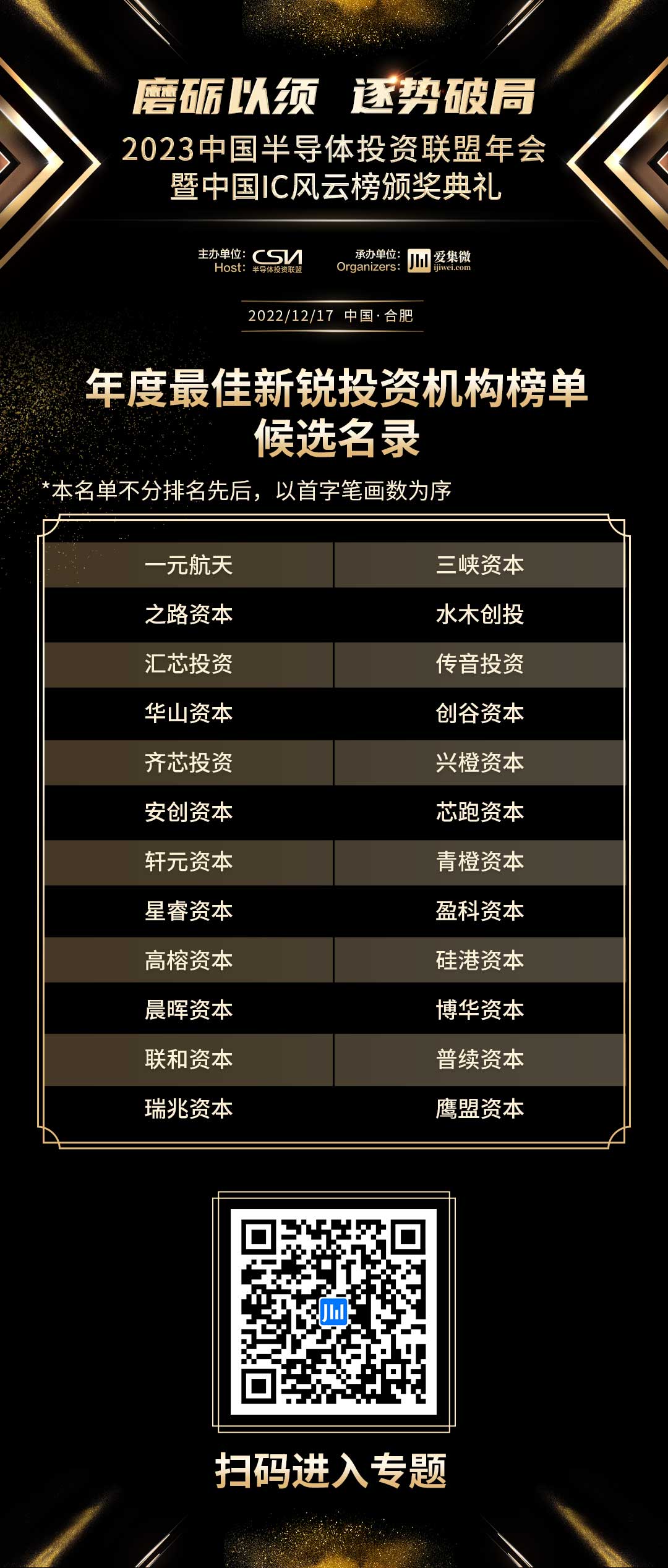 助力产业发展：中国IC风云榜之最佳新锐投资机构榜单候选名单公布