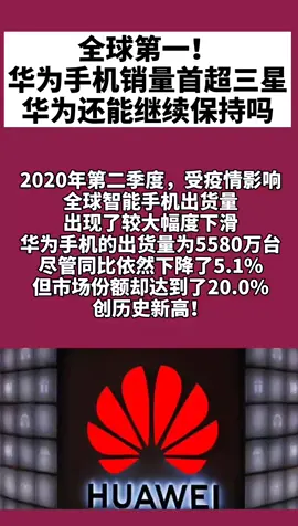 华为 全球第一！华为手机销量首超三星👍👍抖D