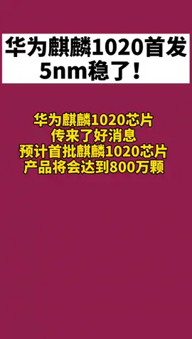 华为麒麟1020 华为麒麟1020首发，5nm稳了！Mate40将如期发布