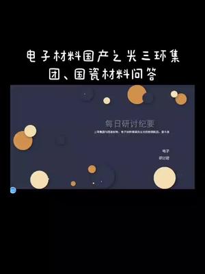 电子材料国产之光三环集团及国瓷材料问答投资 股票 陶瓷 电子 MLCC