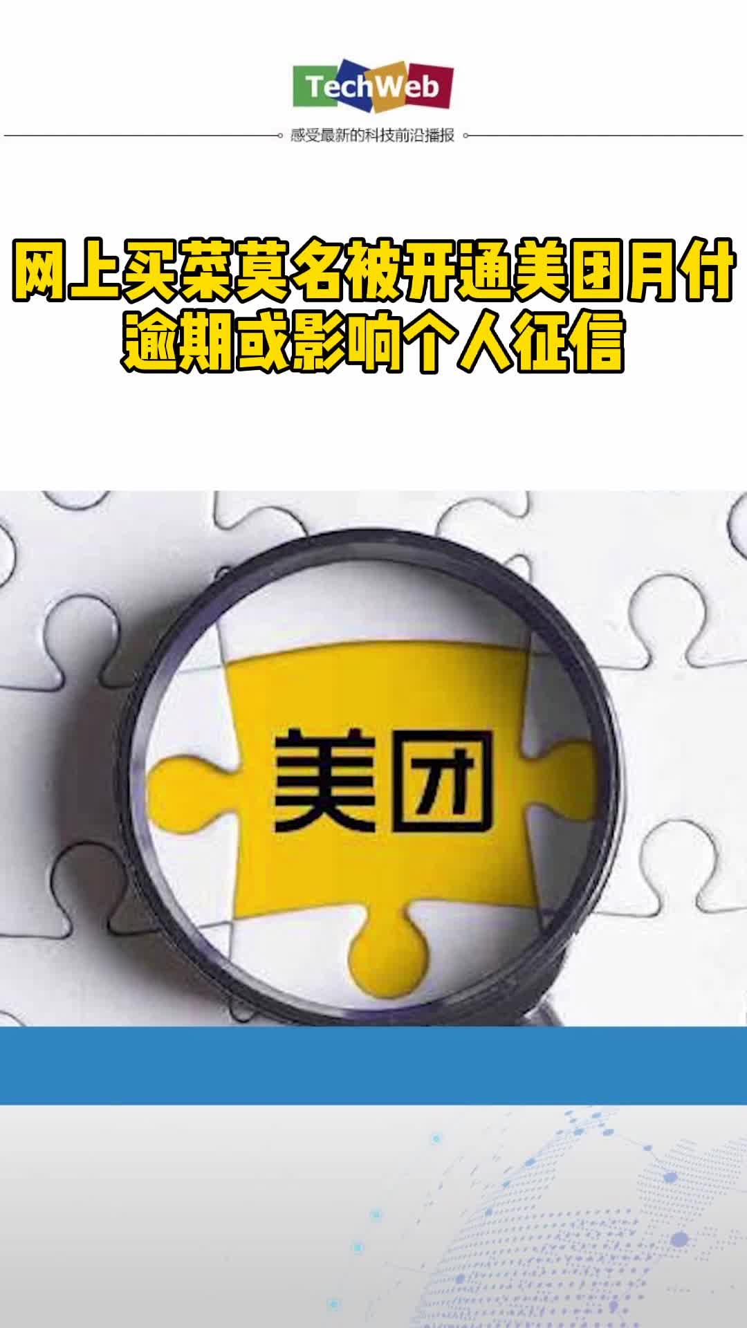 网上买菜莫名被开通美团月付 逾期或影响个人征信
