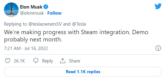 马斯克放话 Steam平台很快整合进特斯拉汽车!曾承诺引入《赛博朋克2077》